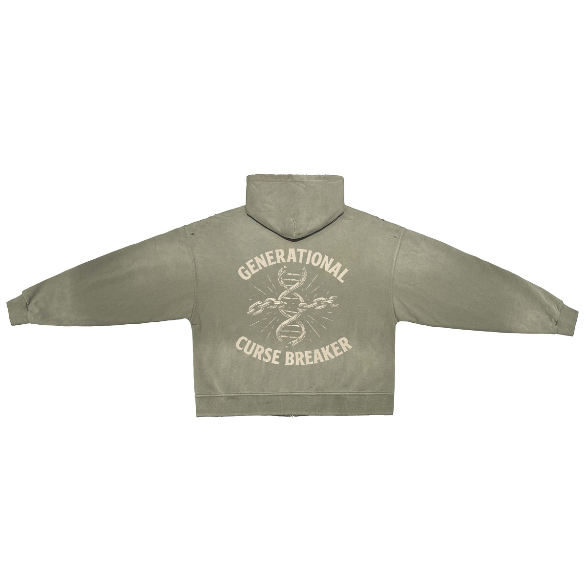 Curse Breaker Washed Distressed Zip-Up Hoodie