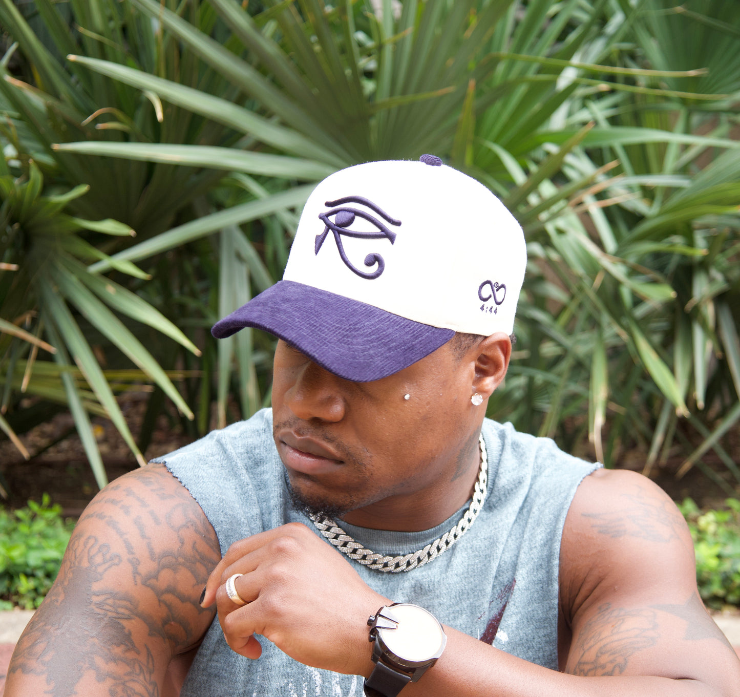 EYE OF HORUS BLUE SUEDE TRUCKER HAT