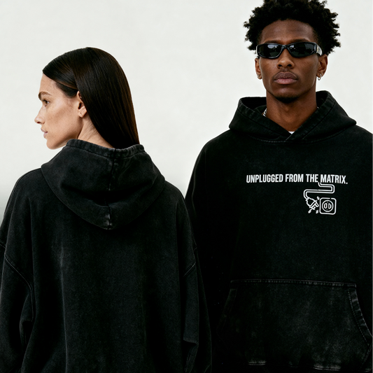 Unplugged From Matrix Washed Boxy Hoodie