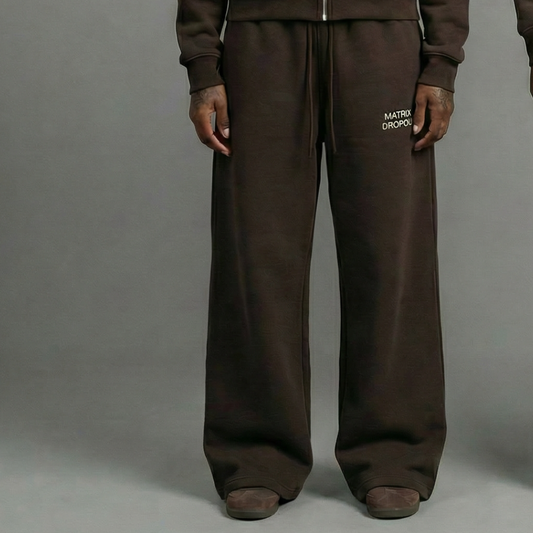 Matrix Dropout Fleece Drawstring Straight-Leg Sweatpants