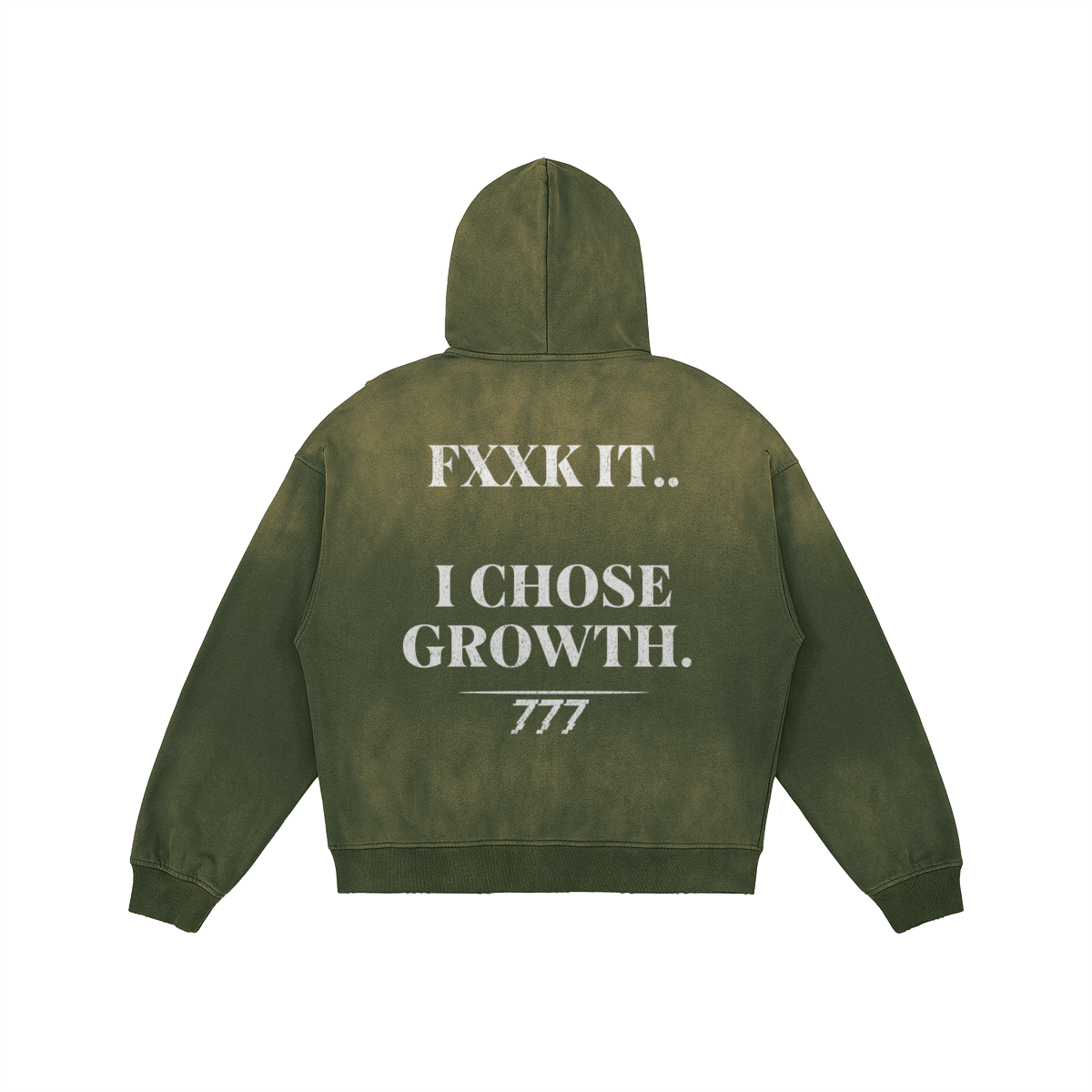 I Chose Growth Sun-faded Zip-up Oversized Hoodie