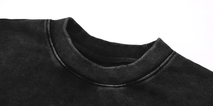 Gangster Healer Snow Washed Raw Edge Cropped Sweatshirt