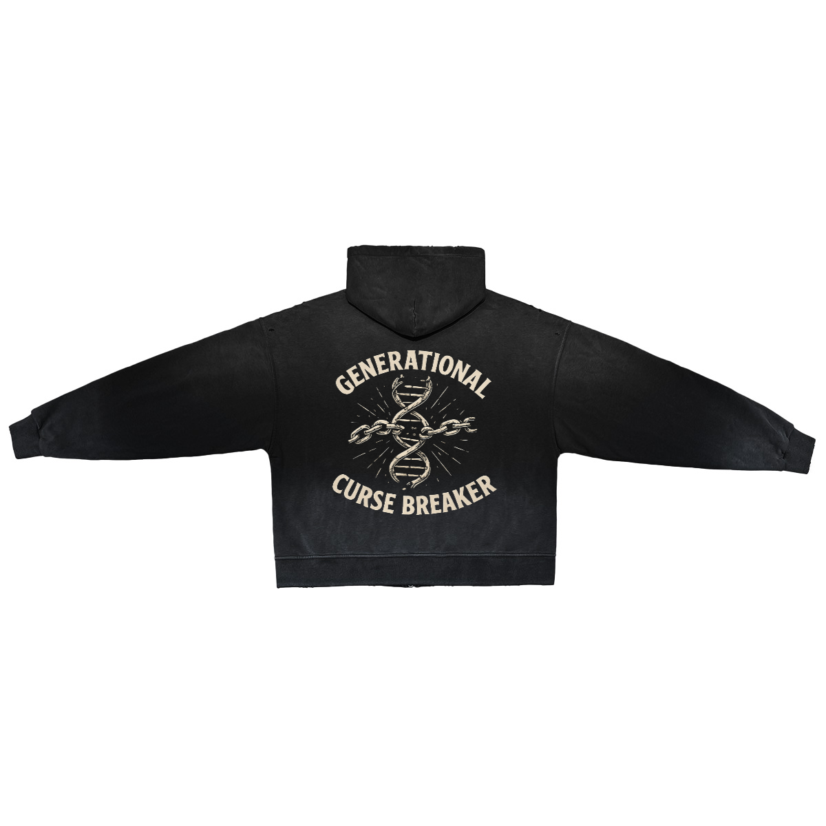 Curse Breaker Washed Distressed Zip-Up Hoodie