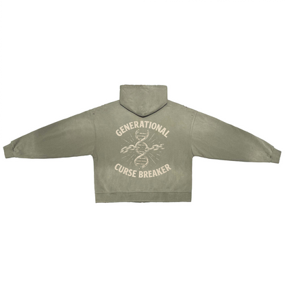 Curse Breaker Washed Distressed Zip-Up Hoodie