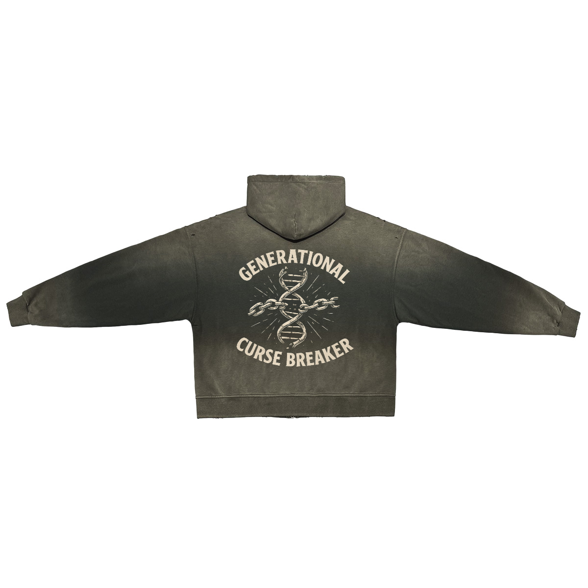 Curse Breaker Washed Distressed Zip-Up Hoodie
