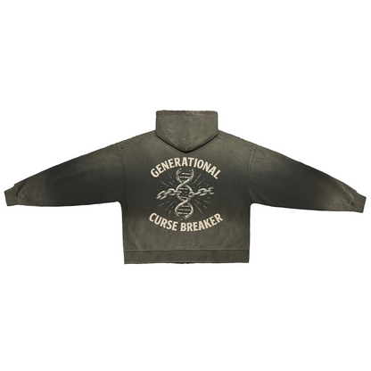 Curse Breaker Washed Distressed Zip-Up Hoodie