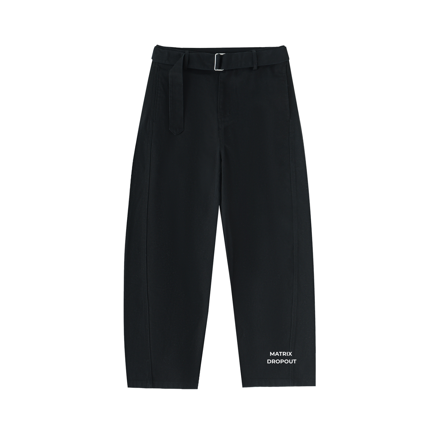 Matrix Dropout Belted Barrel-leg Chino Pants