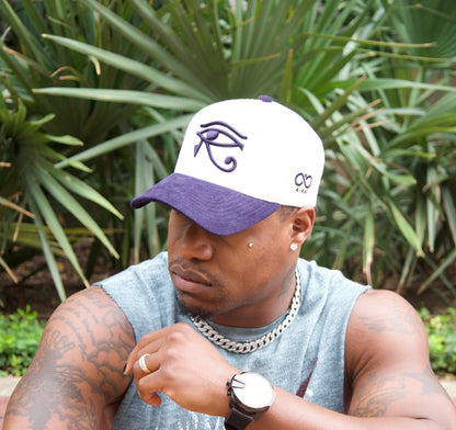 EYE OF HORUS BLUE SUEDE TRUCKER HAT