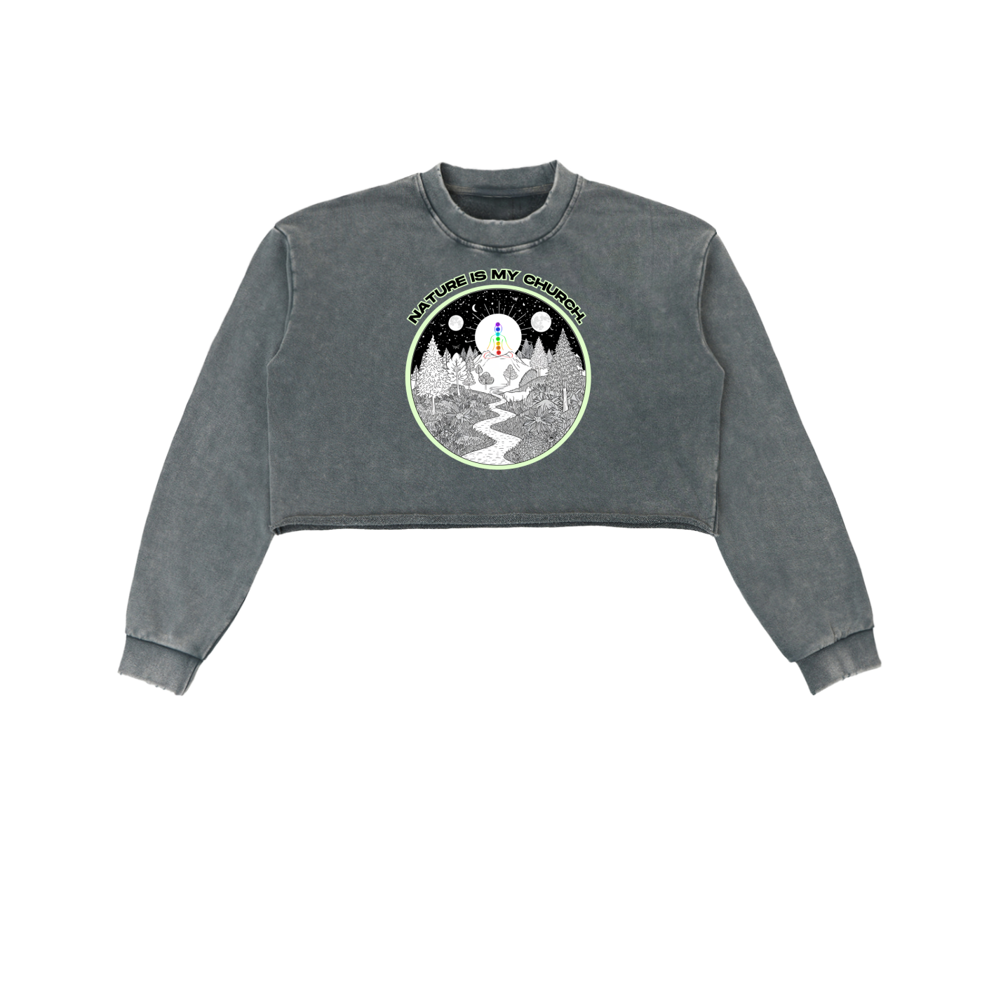 Nature Is My Church Washed Cropped Sweater