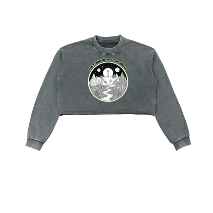 Nature Is My Church Washed Cropped Sweater