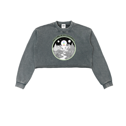 Nature Is My Church Washed Cropped Sweater