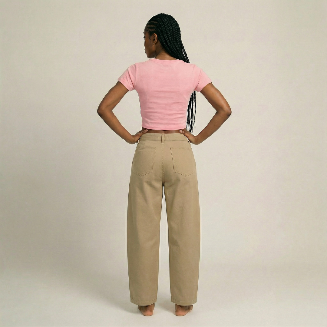 Matrix Dropout Belted Barrel-leg Chino Pants