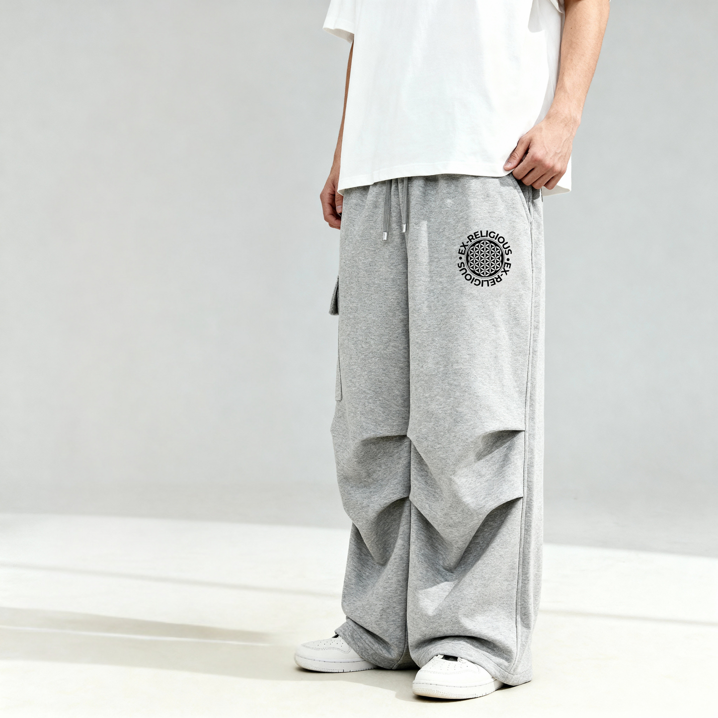 Ex-Religous Wide Leg Cargo Sweatpants