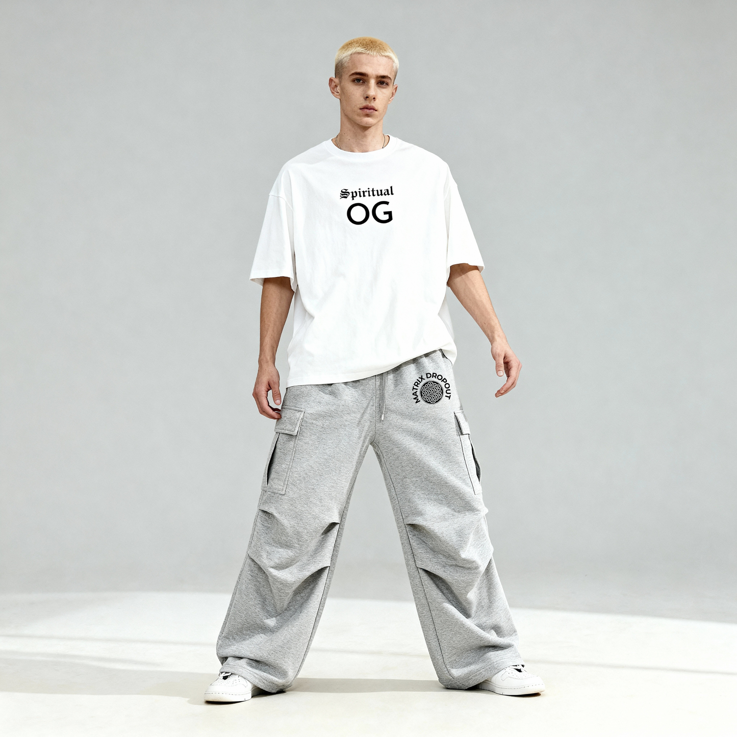 Matrix Dropout Wide Leg Cargo Sweatpants