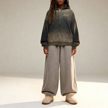 Curse Breaker Washed Distressed Zip-Up Hoodie