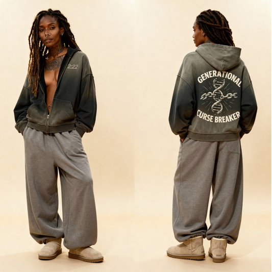 Curse Breaker Washed Distressed Zip-Up Hoodie