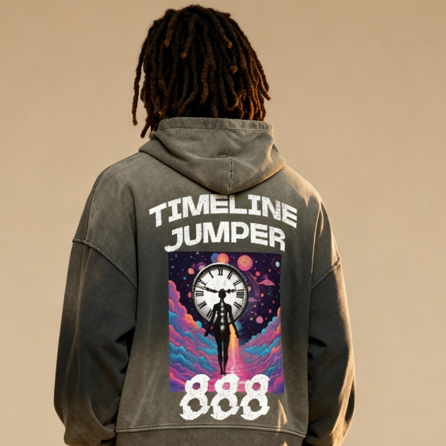 Glitch Timeline Jumper Washed Distressed Zip-Up Hoodie