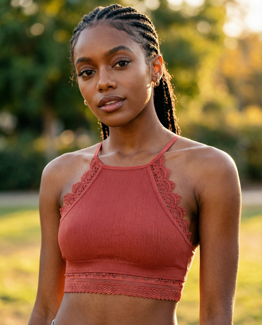 Seamless Crochet Lace & Strappy back Bralette