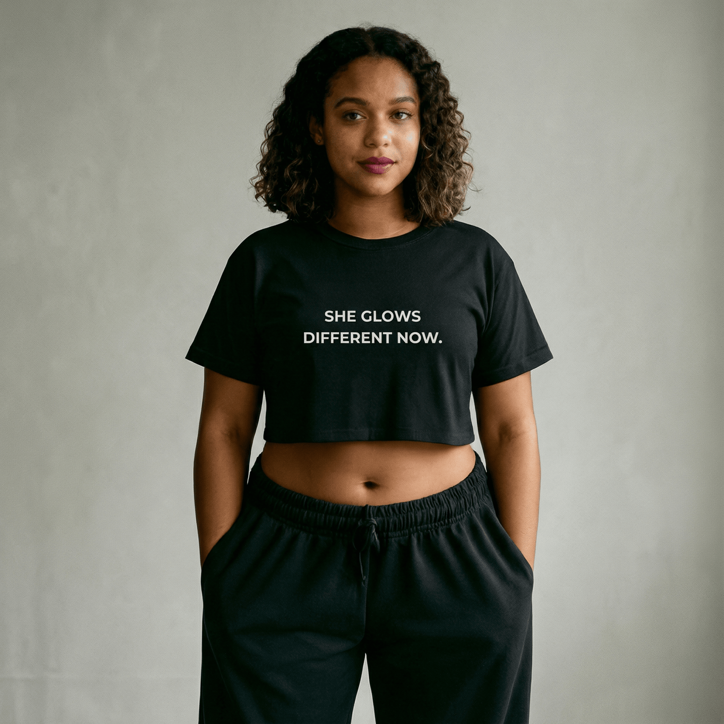 She Glows Different Now Crop Top