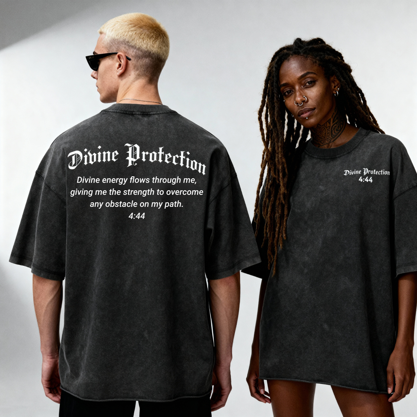 Divine Protection Raw Hem Washed Tee