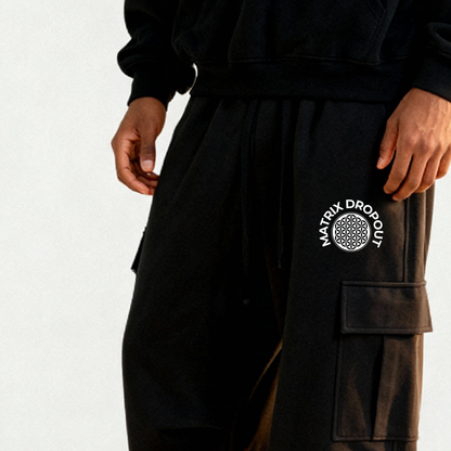 Matrix Dropout Wide-Leg Cargo Sweatpants