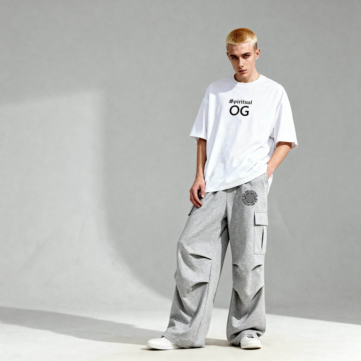 Ex-Religous Wide Leg Cargo Sweatpants
