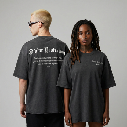 Divine Protection Raw Hem Oversized Washed Tee