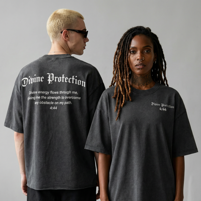 Divine Protection Raw Hem Oversized Washed Tee