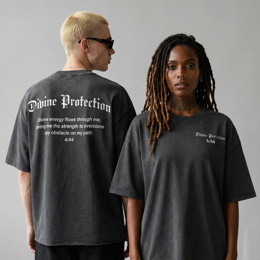 Divine Protection Raw Hem Oversized Washed Tee