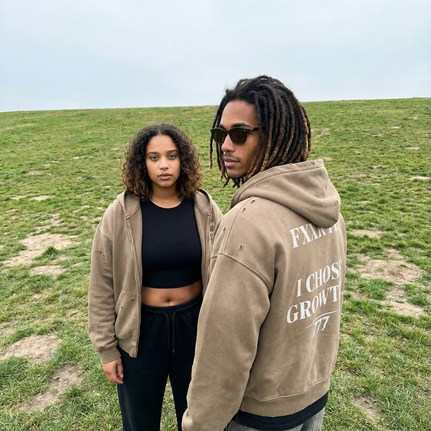 I Chose Growth Sun-faded Zip-up Oversized Hoodie