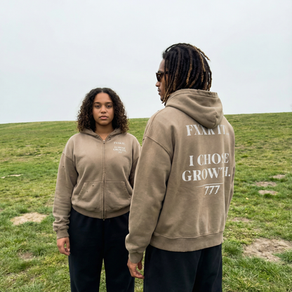 I Chose Growth Sun-faded Zip-up Oversized Hoodie