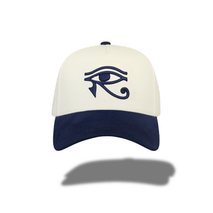 EYE OF HORUS BLUE SUEDE TRUCKER HAT