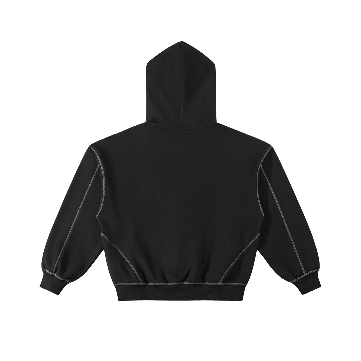 Matrix Dropout Contrast-Stitched Boxy Fleece Zip Hoodie
