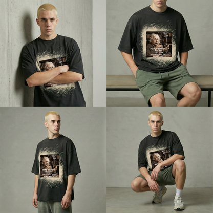 Albert Einstein Low Vibe Raw Hem Washed Oversized Tee