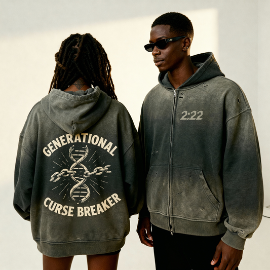 Curse Breaker Washed Distressed Zip-Up Hoodie