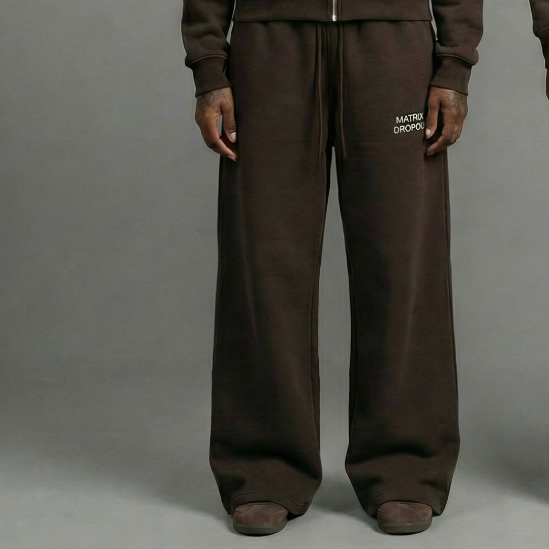 Matrix Dropout Fleece Drawstring Straight-Leg Sweatpants