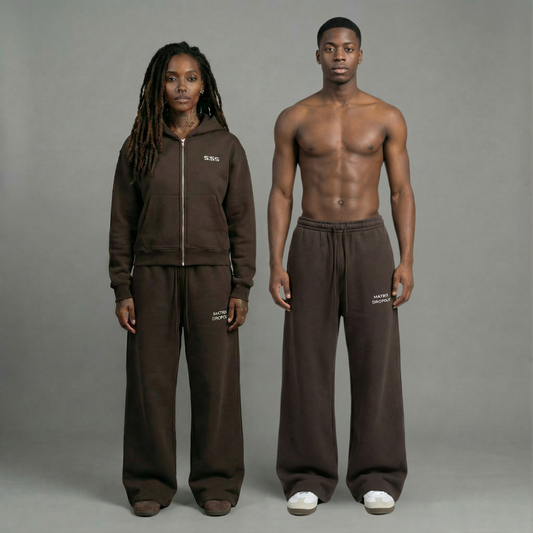 Matrix Dropout Fleece Drawstring Straight-Leg Sweatpants