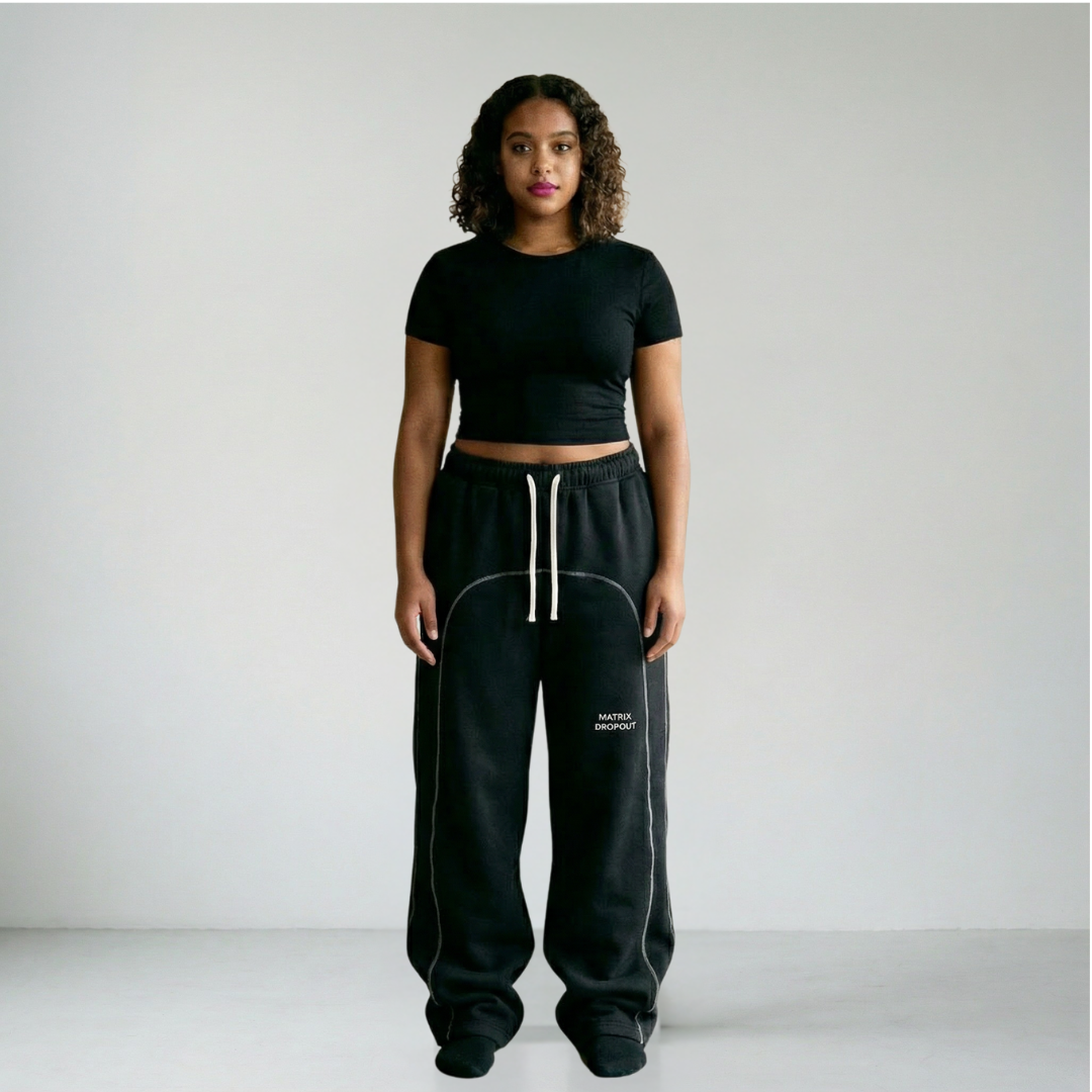 Unisex Matrix Dropout Contrast-Stitched Fleece Sweatpants