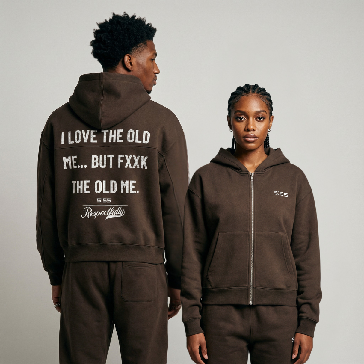 I Love The Old Me Boxy Zip Fleece Hoodie