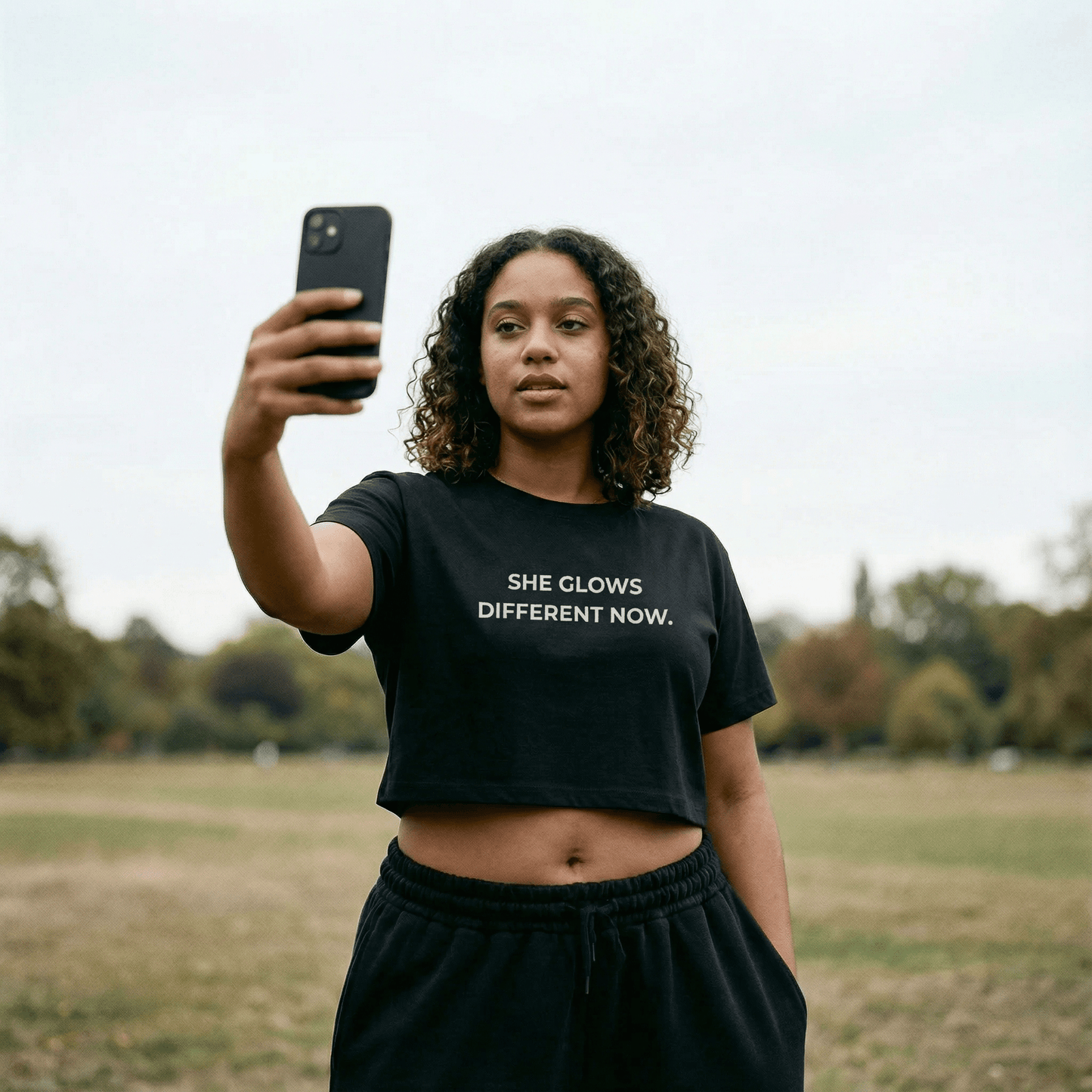 She Glows Different Now Crop Top