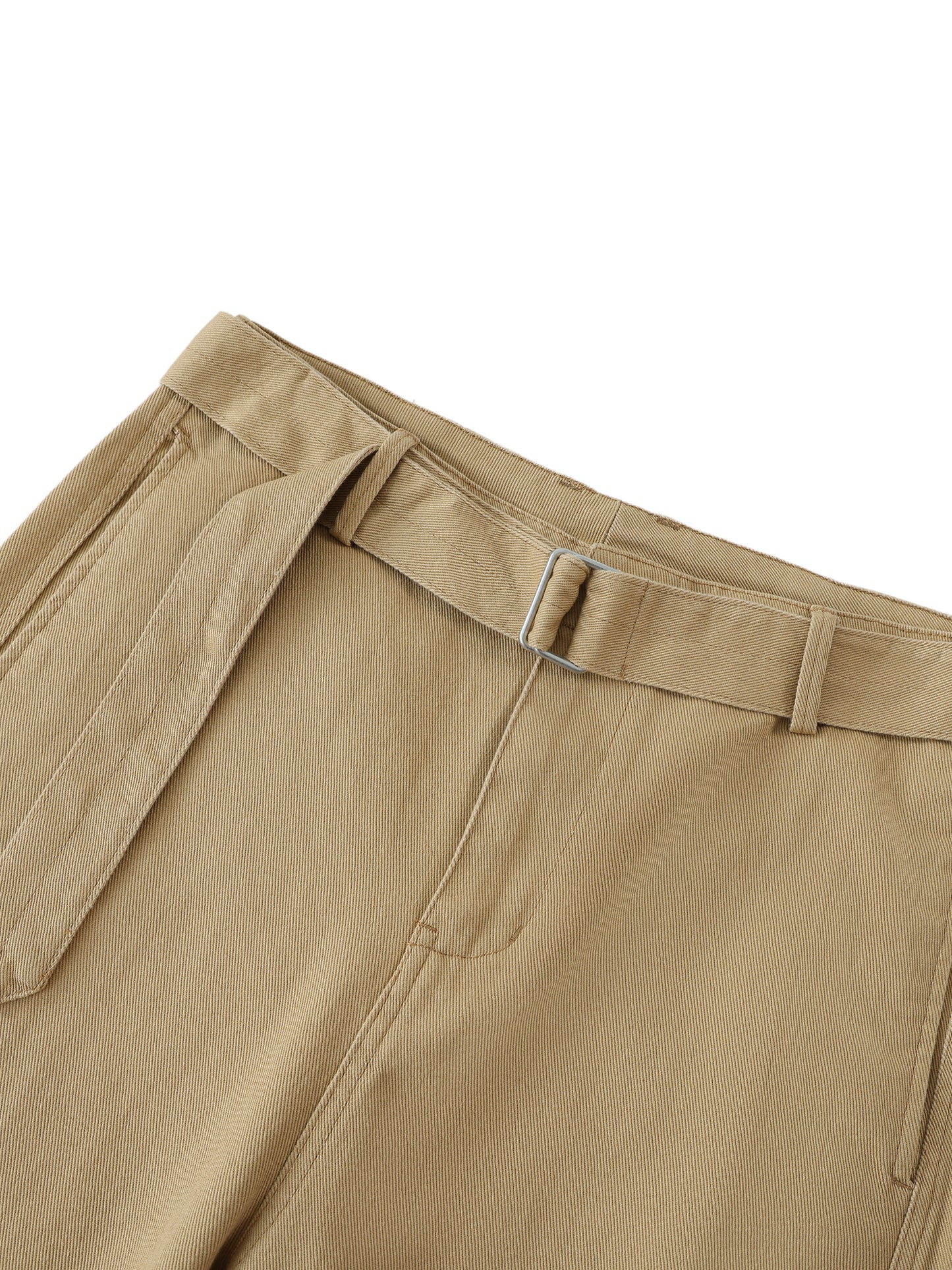 Matrix Dropout Belted Barrel-leg Chino Pants