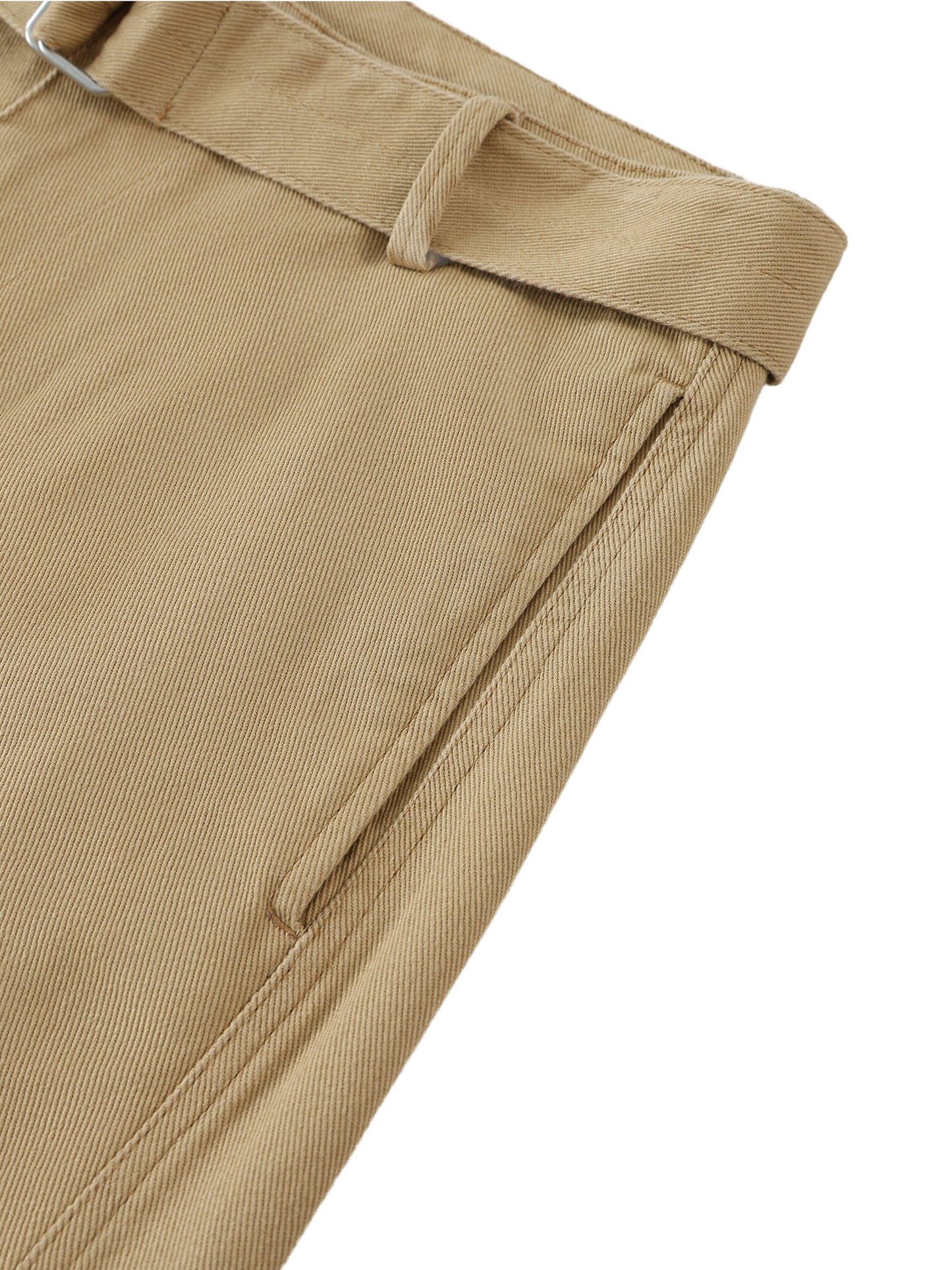 Matrix Dropout Belted Barrel-leg Chino Pants