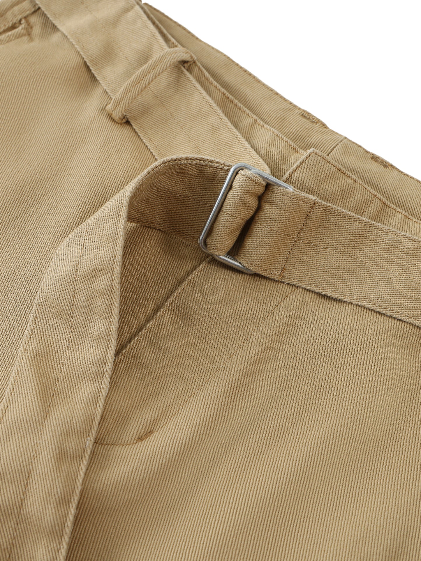 Matrix Dropout Belted Barrel-leg Chino Pants