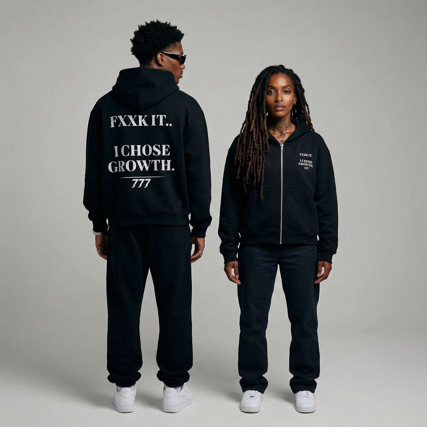 I Chose Growth Fleece Zip-up Boxy Hoodie