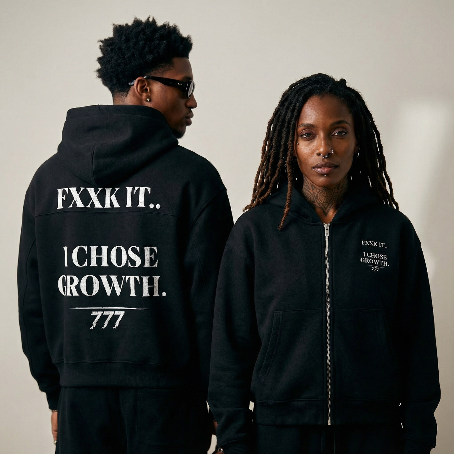 I Chose Growth Fleece Zip-up Boxy Hoodie