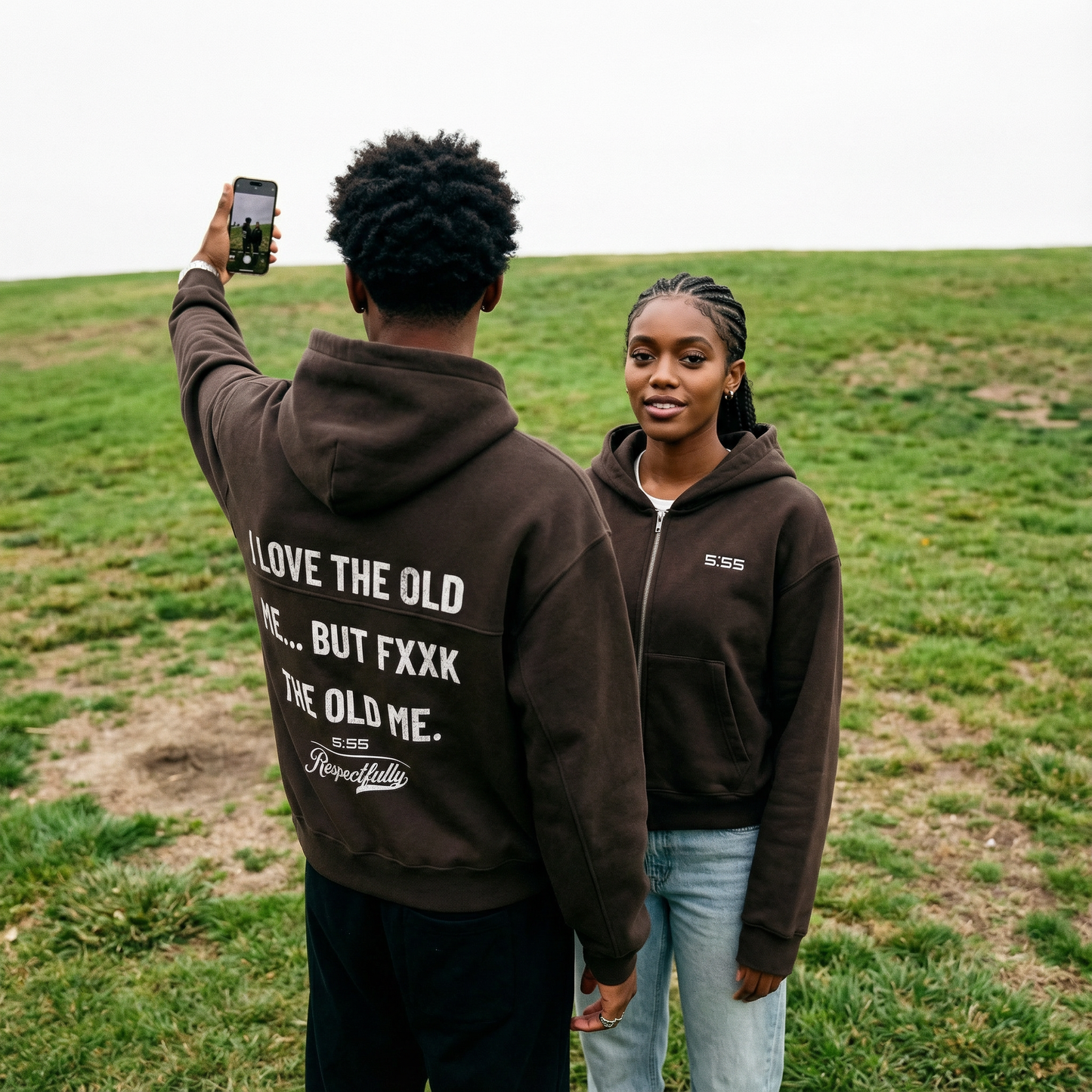 I Love The Old Me Boxy Zip Fleece Hoodie