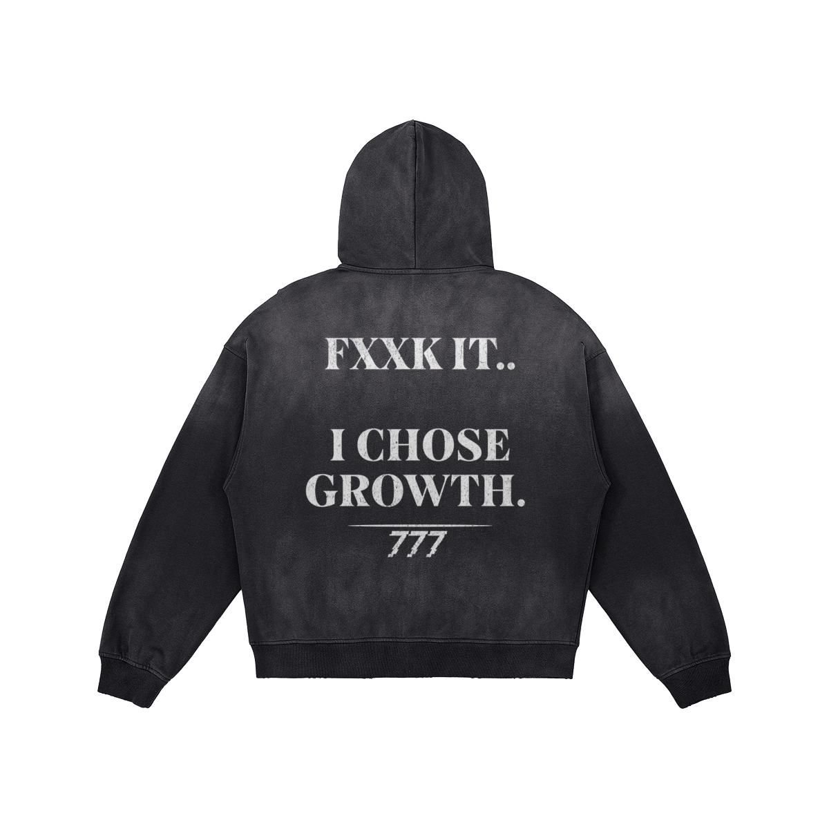 I Chose Growth Sun-faded Zip-up Oversized Hoodie