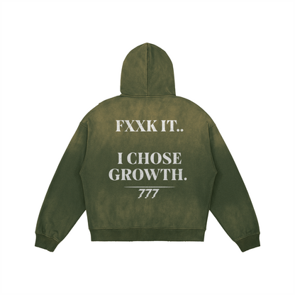 I Chose Growth Sun-faded Zip-up Oversized Hoodie
