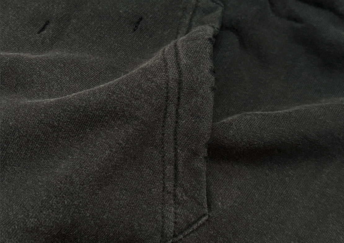 Glitch Timeline Jumper Washed Distressed Zip-Up Hoodie